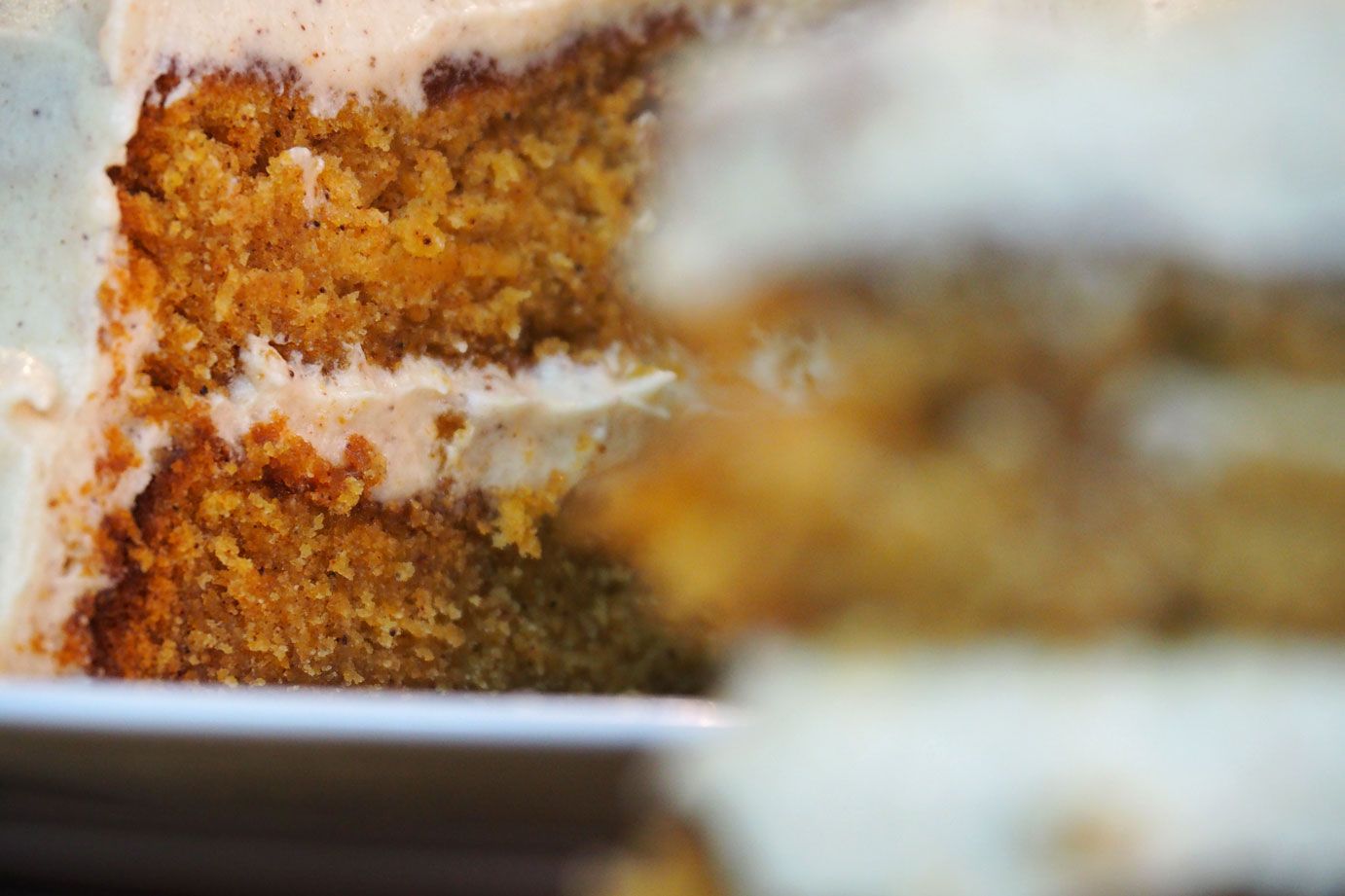 Pumpkin cake with pumpkin spiced frosting