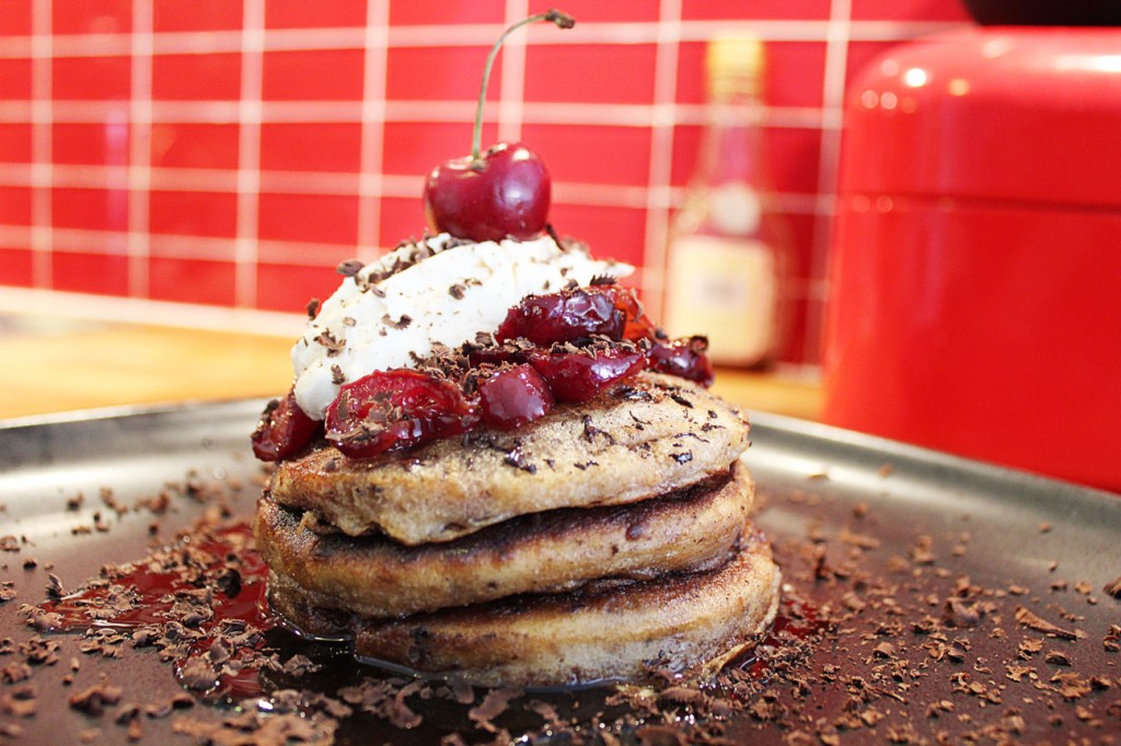 American cherry chocolate pancakes