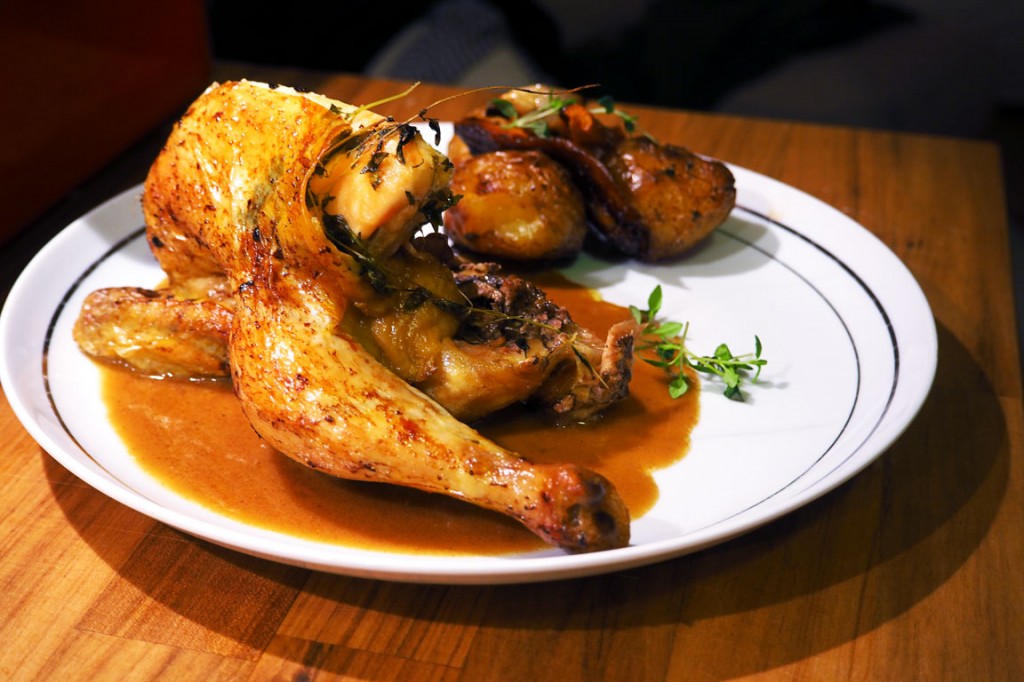 Roasted chicken with Madeira sauce and vegetables