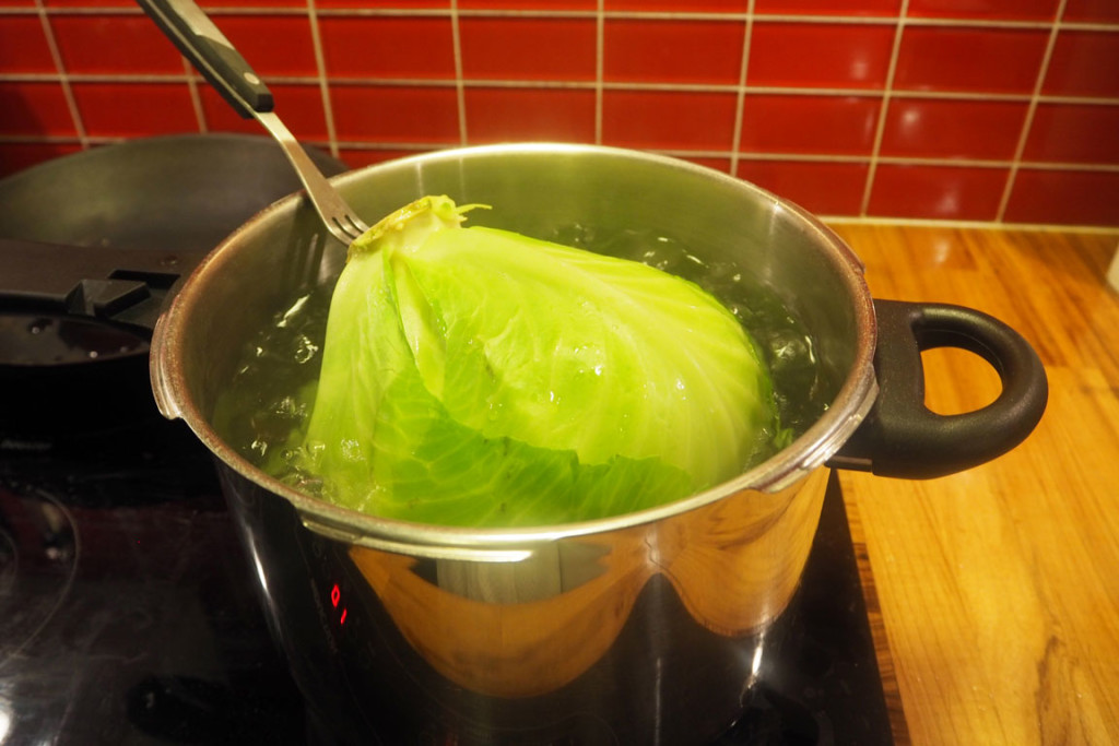 Boiling white cabbage