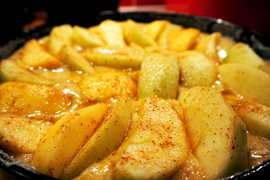 Raw apple cake just before cooking it