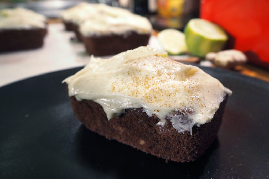 Carrot cake loafs with lime zest frosting