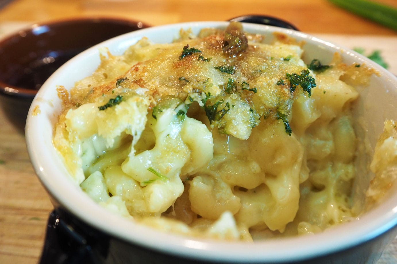 half eaten homemade mac and cheese
